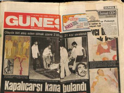 Güneş Gazetesi 17 Haziran 1983 - Kapalıçarşı Kana Bulandı GZ83652 - 1