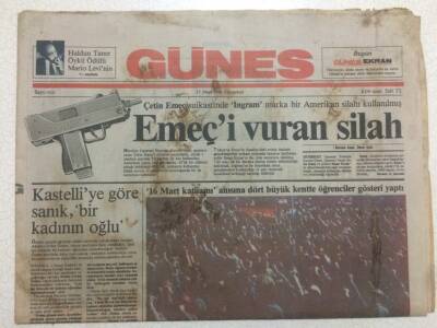 Güneş Gazetesi 17 Mart 1990 - Emeçi Vuran Silah GZ47247 - 1