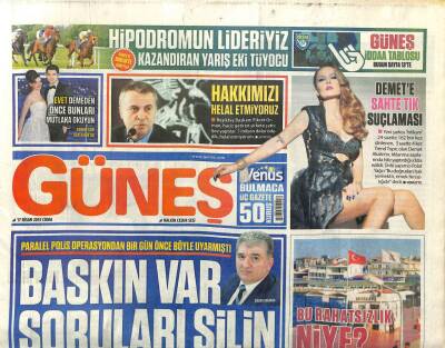 Güneş Gazetesi 17 Nisan 2015 - Paralel Polis Baskın Var Soruları Silin GZ107485 - 1