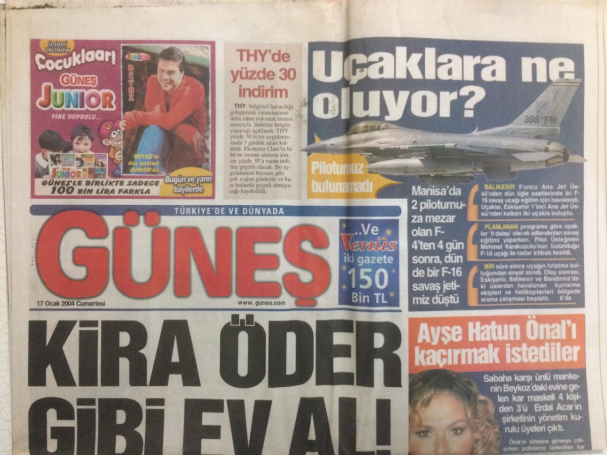 Güneş Gazetesi 17 Ocak 2004 - Ayşe Hatun Önalı Kaçırmak İstediler GZ27781 - 1