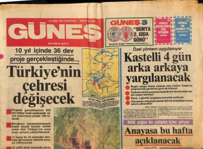 Güneş Gazetesi 18 Ekim 1982 - Papandreunun Oyları Azaldı GZ83637 - 1
