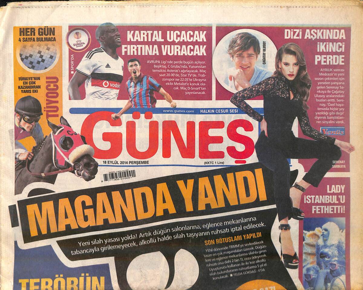 Güneş Gazetesi 18 Eylül 2014 - Sürücüsüz Audi Yola Çıkıyor - Kartal Uçacak Fırtına Vuracak GZ159728 - 1