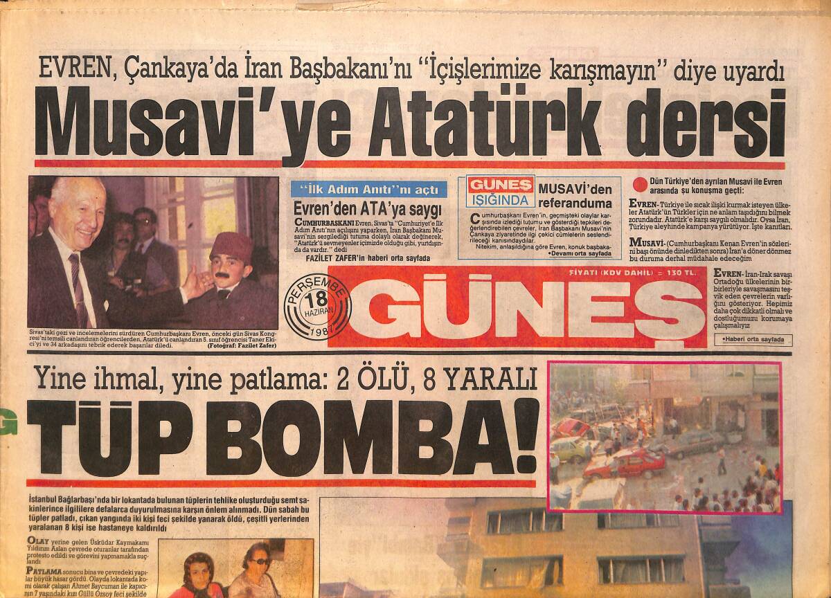Güneş Gazetesi 18 Haziran 1987 - Galatasaray'da Kara Bulutlar - Hülya Avşar, Son Filminde Kenar Mahalle Kızı GZ158145 - 1