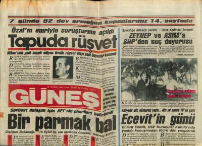 Güneş Gazetesi 18 Temmuz 1986 - Ahu Tuğba Denizin Tadını Paraşütle Çıkarıyor GZ62050 - 1