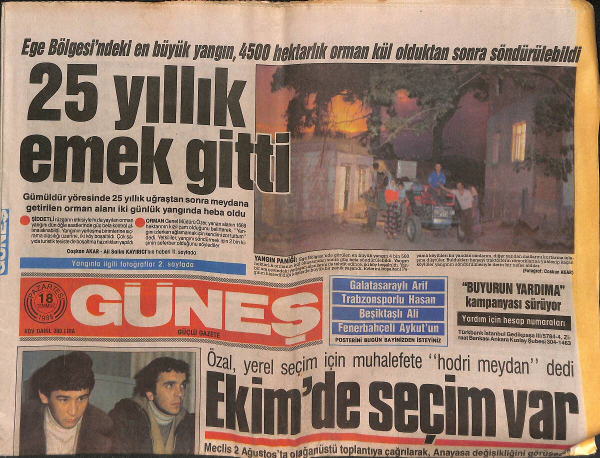 Güneş Gazetesi 18 Temmuz 1988 - Michael Jackson-Diana Dostluğu - THY'yi Mumla Arattılar GZ151513 - 1