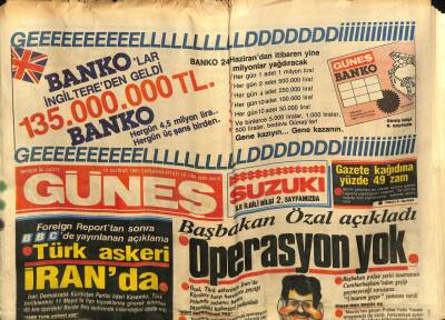 Güneş Gazetesi 19 Haziran 1985 - Siverekte Kahve Tarandı 4 Ölü GZ60708 - 2