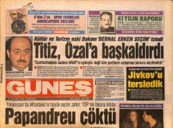 Güneş Gazetesi 19 Haziran 1989 - Hülya Avşar, Ferdi Özbeğen, Kamuran Akkor, Meral Zeren Gazino Afişi -Malatyaspor'un Başkanı Nurettin Güven Tutuklandı GZ158158 - Gökçekoleksiyon