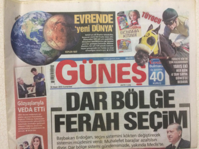 Güneş Gazetesi 19 Nisan 2014 - Dar Bölge Ferah Seçim GZ29017 - 1