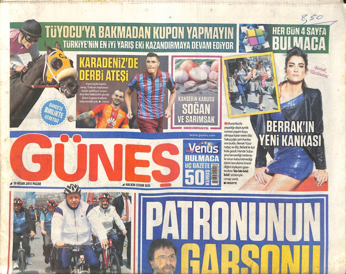 Güneş Gazetesi 19 Nisan 2015 - Rahipler Bekarlıktan Usandı - Cumhurbaşkanı Erdoğan Pedal Bastı GZ136759 - 1