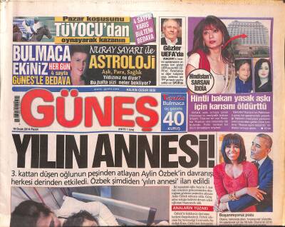 Güneş Gazetesi 19 Ocak 2014 - Obamadan Boşanmıyoruz Pozu - Koçların Acı Günü GZ124666 - 1