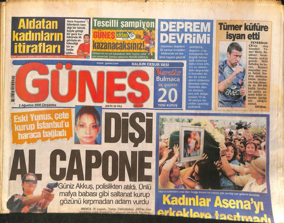 Güneş Gazetesi 2 Ağustos 2006 - Kutsi Sahnede Zor Anlar Yaşadı - Irak'tan PKK Hamlesi GZ157818 - 1