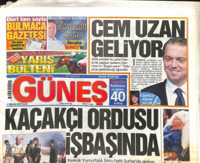 Güneş Gazetesi 2 Ağustos 2013 - Kaçakçı Ordusu İş Başında GZ104502 - 1
