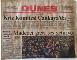 Güneş Gazetesi 2 Aralık 1990 - Kriz Komitesi Çankayada , Madenci Grevi Ses Getiriyor GZ16062 - 2