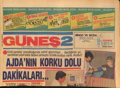 Güneş Gazetesi 2 Eki 1 Ocak 1983 - Ajda Pekkanın Korku Dolu Dakikaları... GZ126081 - 1