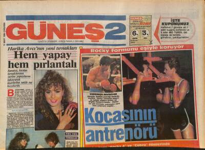 Güneş Gazetesi 2 Eki 12 Mart 1986 - Harika Avcının Yeni Tırnakları - Rocky Formunu Eşiyle Koruyor GZ127493 - 1
