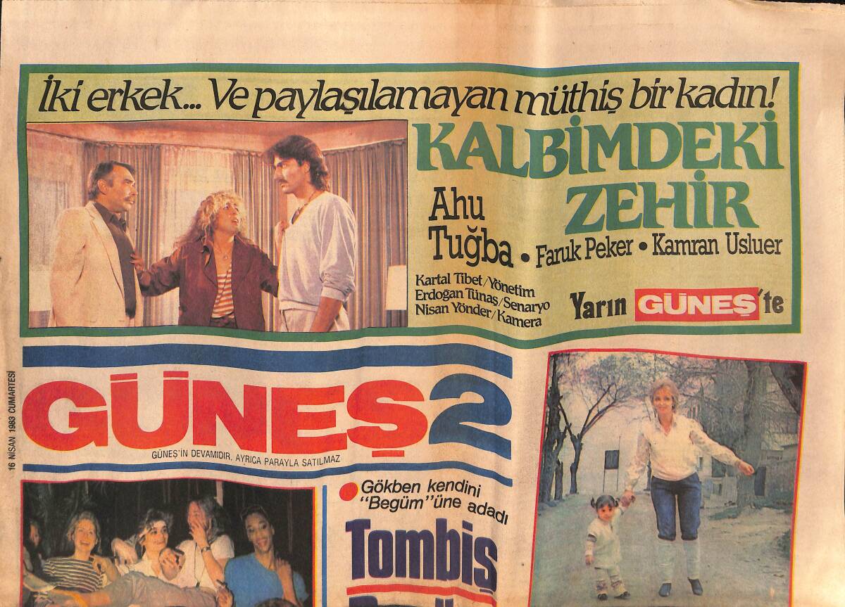 Güneş Gazetesi 2 Eki 16 Nisan 1983 - Cary Grand Doping Turunda - Gökben Kendini Begüm'üne Adadı GZ134599 - 1