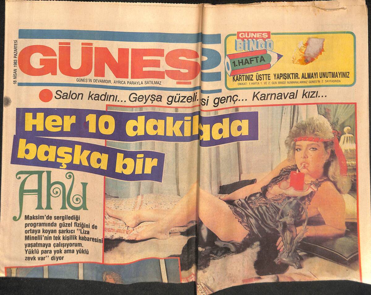 Güneş Gazetesi 2 Eki 18 Nisan 1983 - Her 10 Dakikada Başka Bir Ahu Tuğba GZ134627 - 1