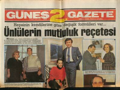Güneş Gazetesi 2 Eki 20 Mart 1987 - Ünlülerin Mutluluk Reçetesi GZ63149 - 1