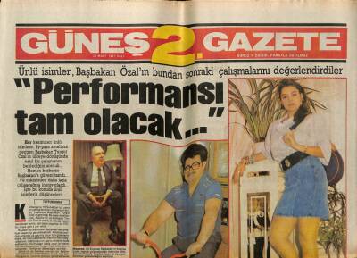Güneş Gazetesi 2 Eki 24 Mart 1987 - Ünlü İsimler Özalın Çalışmalarını Değerlendirdiler GZ63146 - 1