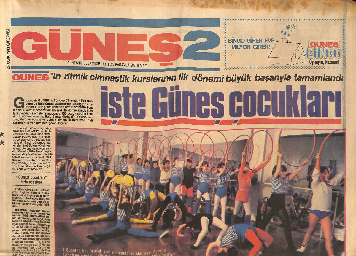 Güneş Gazetesi 2 Eki 26 Ocak 1983 - Güzel Venetta Geldi GZ134484 - 1
