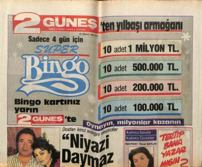 Güneş Gazetesi 2 Eki 30 Aralık 1986 - Niyazi Daymaz Evliliğe Doymaz GZ63134 - 2