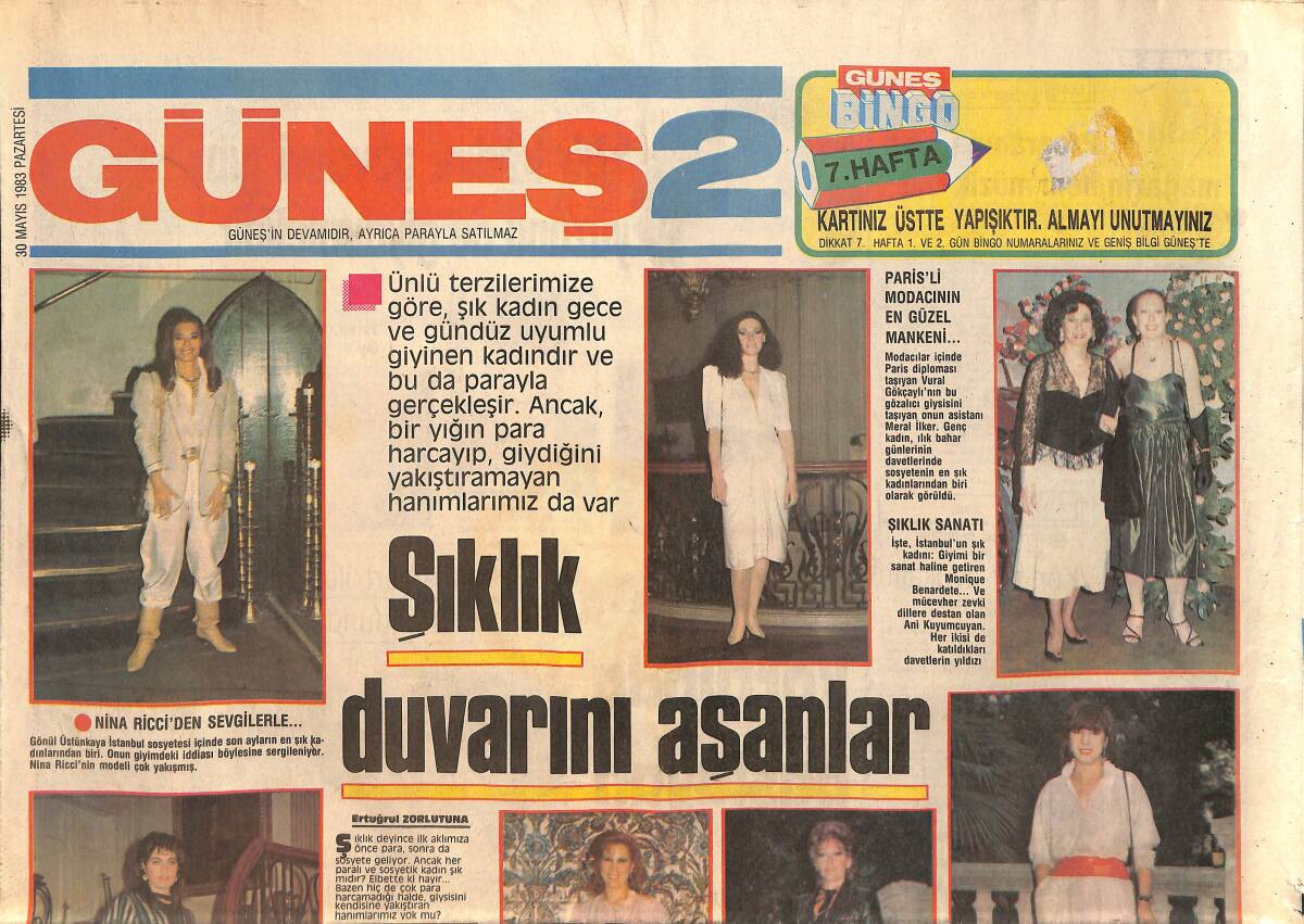 Güneş Gazetesi 2 Eki 30 Mayıs 1983 - Şıklık Duvarını Aşanlar GZ155410 - 1