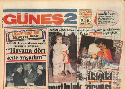 Güneş Gazetesi 2 Eki 4 Mart 1986 - Türkan Şoray, Cihan Ünal ve Kızı Yağmur, Müzeyyen Senar, Harika Avcı Renkli Fotoroman GZ126508 - 1