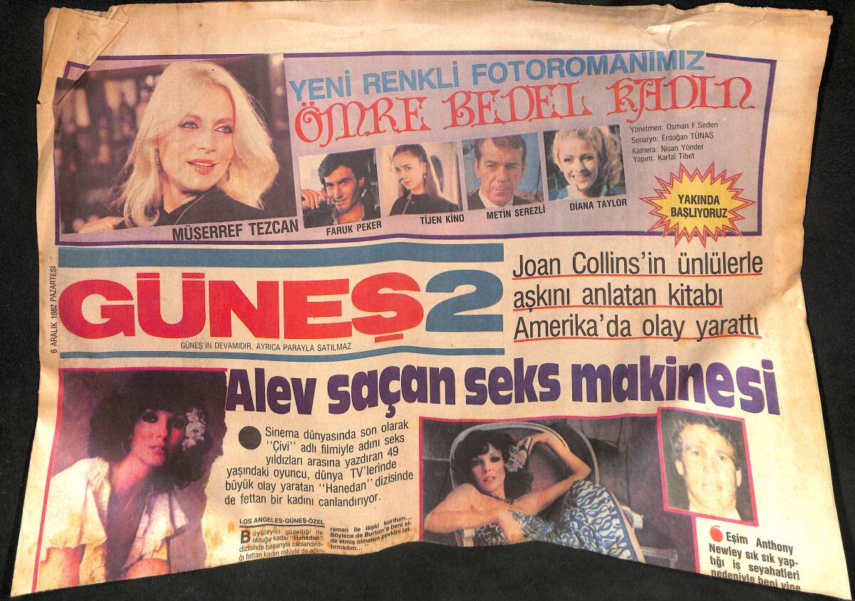 Güneş Gazetesi 2 Eki 6 Aralık 1982 - Joan Collins'in Ünlülerle Aşkını Anlatan Kitabı Amerika'da Olay Yarattı GZ134144 - 1