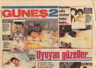 Güneş Gazetesi 2 Eki 6 Mayıs 1983 - Uyuyan Güzeller * Hülya Koçyiğit - Müjde Ar - Banu Alkan - Yüksek Uzel - Sibel Egemen GZ115386 - 1