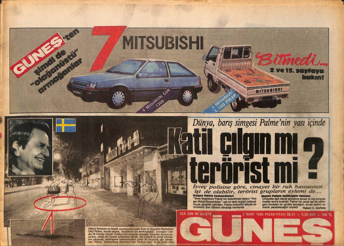 Güneş Gazetesi 2 Mart 1986 - Asu Maralman Çiçek Pasajında - Galatasaray ve Fenerbahçe Gol Değil Kemik Sesi Duyuldu GZ158163 - 1