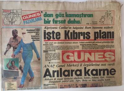 Güneş Gazetesi 2 Nisan 1986 - F. Bahçeye Haciz , Rumların Kıbrıs Planı GZ13746 - 2
