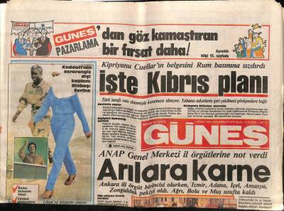 Güneş Gazetesi 2 Nisan 1986 - Kipriyanu Cuelların Belgesini Rum Basınına Sızdırdı GZ83395 - 1