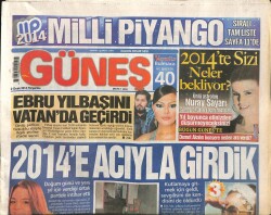Güneş Gazetesi 2 Ocak 2014 - Ünlü Şarkıcı Ebru Gündeş , Tutuklu Eşiyle İlgili Polise İfade Verdi GZ100804 - 1