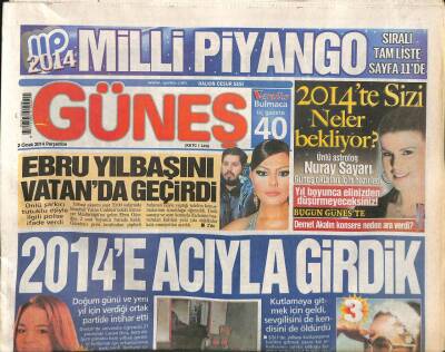 Güneş Gazetesi 2 Ocak 2014 - Ünlü Şarkıcı Ebru Gündeş , Tutuklu Eşiyle İlgili Polise İfade Verdi GZ100804 - 2