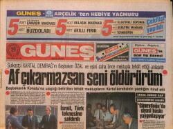 Güneş Gazetesi 20 Ağustos 1988 - Suikastçi Kartal Demirağ'ın Başbakan Özal Ve Eşini Daha Önce Mektupla Tehdit Ettiği Anlaşıldı GZ157773 - Gökçekoleksiyon