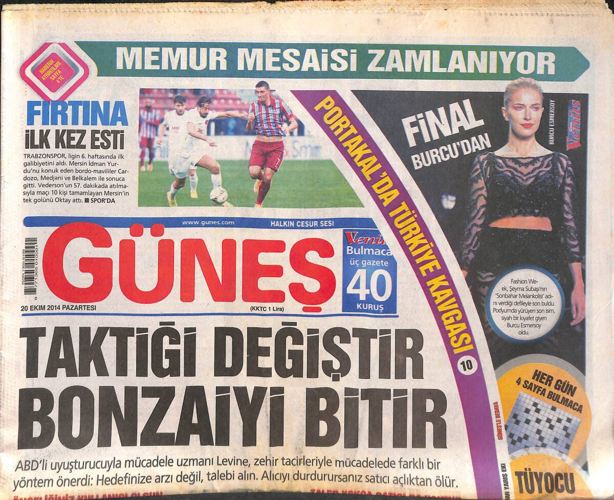 Güneş Gazetesi 20 Ekim 2014 - Acun'dan Kızının Annesine Destek - Bu Düğünde Herkes Minik - Gökhan Töre Gerçekleri GZ135514 - 1