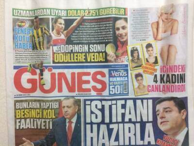 Güneş Gazetesi 20 Ekim 2015 - Ahmet Davutoğlu,Herkes Maskesini İndirsin GZ29324 - 1