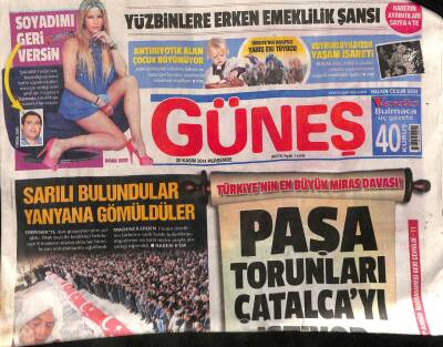Güneş Gazetesi 20 Kasım 2014 - Kraliçe Maria Ölü Bulundu - Bedellide TSKnın Görüşü Önemli GZ98911 - 1