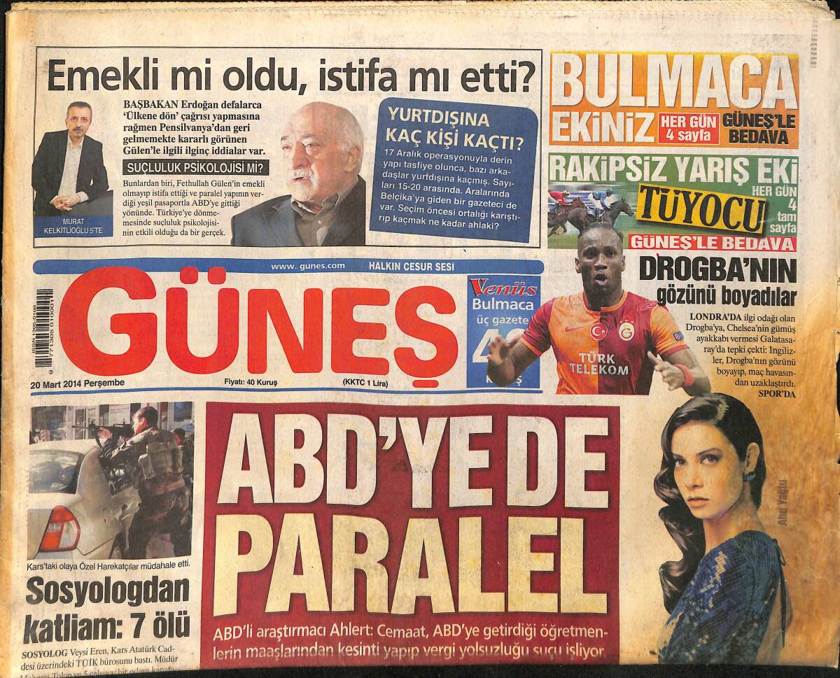 Güneş Gazetesi 20 Mart 2014 - Cem Yılmaz İle Evliliğini Bitiren Ahu Yağtu 