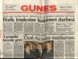 Güneş Gazetesi 20 Mart1990 - Turgut Özal-Yıldırım Akbulut İnatlaşması GZ61640 - 2