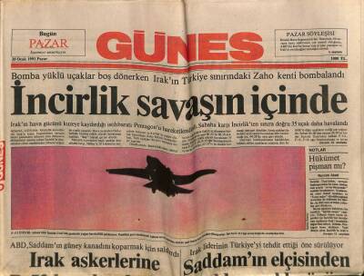 Güneş Gazetesi 20 Ocak 1991- İncirlik Savaşın İçinde GZ62644 - 2
