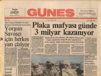 Güneş Gazetesi 21 Eylül 1990 - Plaka Mafyası Günde 3 Milyar Kazanıyor - İmam Hatipliler Kamu Yönetimine Soyunuyor GZ93610 - 1