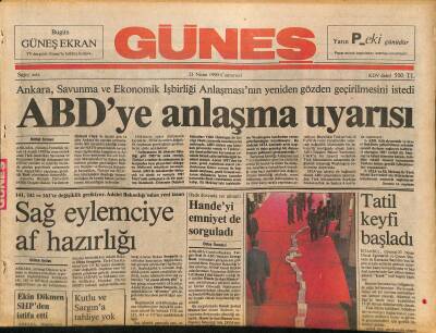 Güneş Gazetesi 21 Nisan 1990 - Litvanya Ambargo Kıskacında - ABDye Anlaşma Uyarısı GZ126174 - 1
