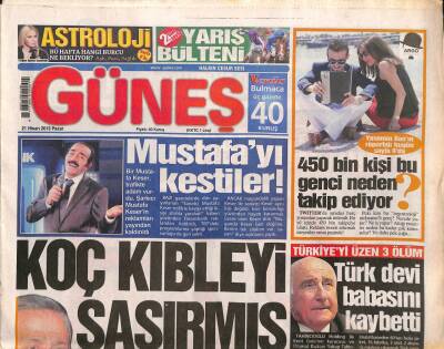 Güneş Gazetesi 21 Nisan 2013 - Tahincioğlu Holding İle Kent Gıdanın Kurucusu Ve Onursal Başkanı Yakup Tahincioğlu Hayatını Kaybetti GZ106369 - 1