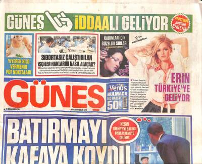 Güneş Gazetesi 21 Nisan 2015 - Türk Einsteinı Oktay Sinanoğlunu Kaybettik - Erin Türkiyeye Geliyor GZ124665 - 1