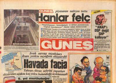 Güneş Gazetesi 21 Şubat 1986 - Bayan Özal Bay Thatcheri Şaşırttı - Irak Savaş Uçakları İran Yolcu Uçağını Düşürdü GZ127531 - 1