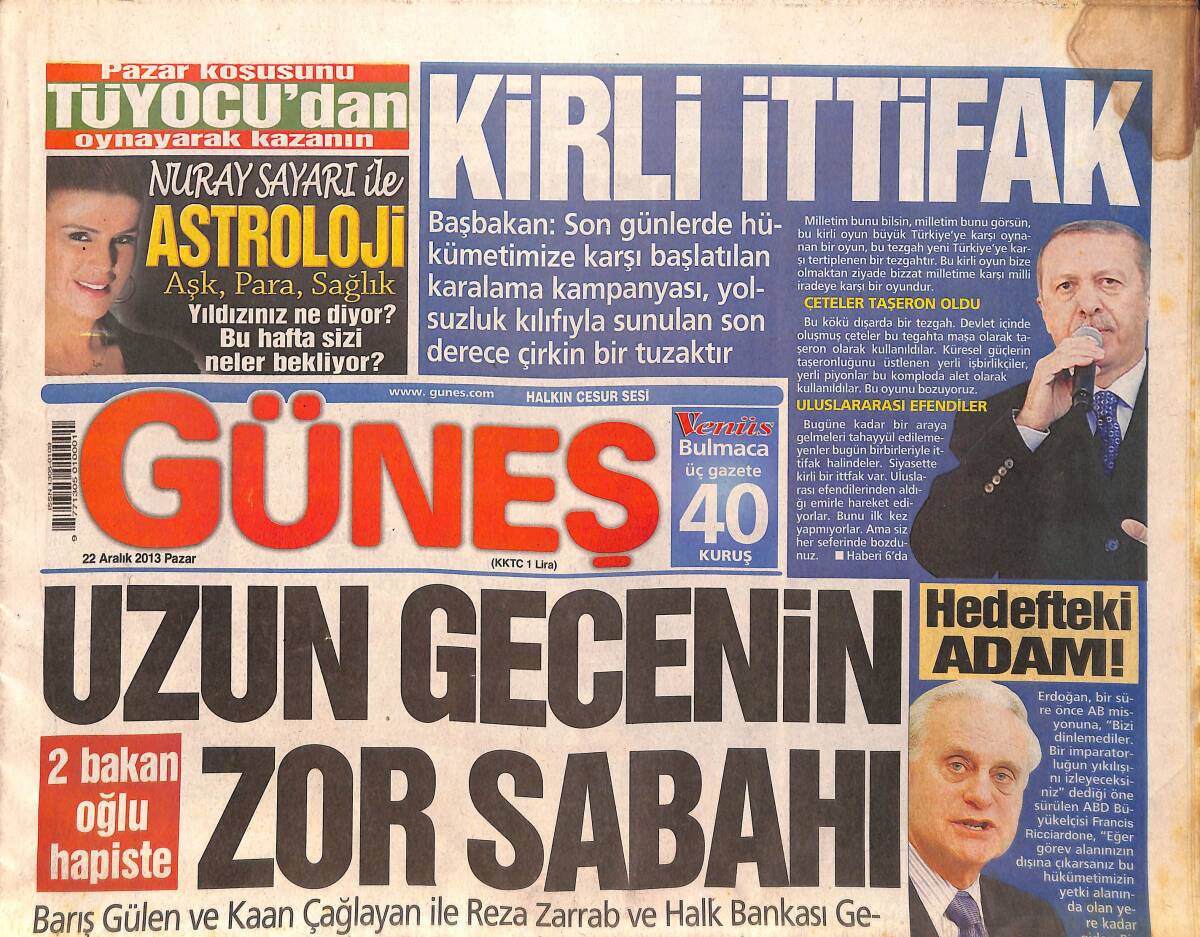 Güneş Gazetesi 22 Aralık 2013 - Özgü Namal Kanser Tedavisi Gören Babasını Kaybetti - Emniyet Amiri Hakan Yüksekdağ Otomobilinde Ölü Bulundu GZ158438 - 1