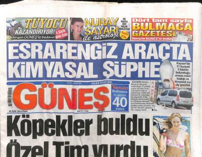 Güneş Gazetesi 22 Eylül 2013 - Köpekler Buldu Özel Tim Vurdu GZ107096 - 1
