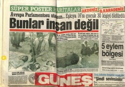 Güneş Gazetesi 22 Haziran 1987 - Avrupa Parlamentosu Utansın... Eşkıya 16sı Çocuk 30 Kişiyi Öldürdü GZ62085 - 1