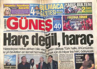 Güneş Gazetesi 22 Kasım 2010 - Harç Değil Haraç GZ104513 - 1